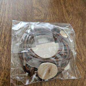 Riah Brown Tan Faux Leather Wrap Bracelet